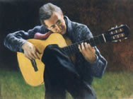 Painting of guitar player